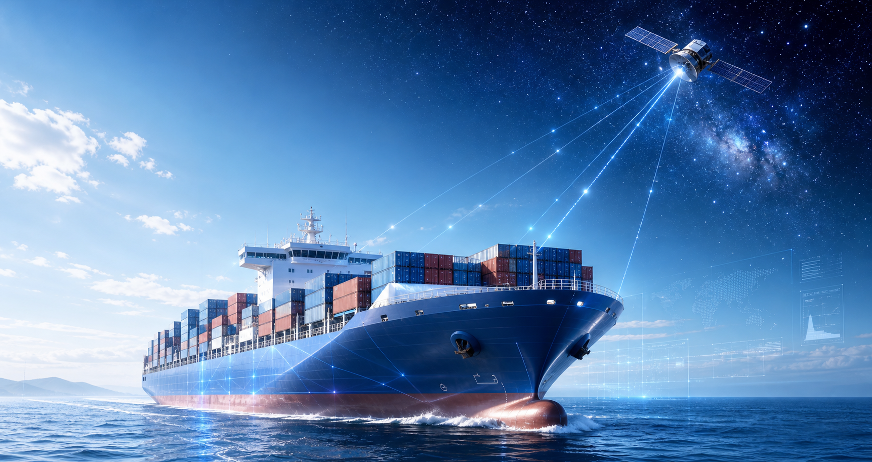 satellite connected cargo ship